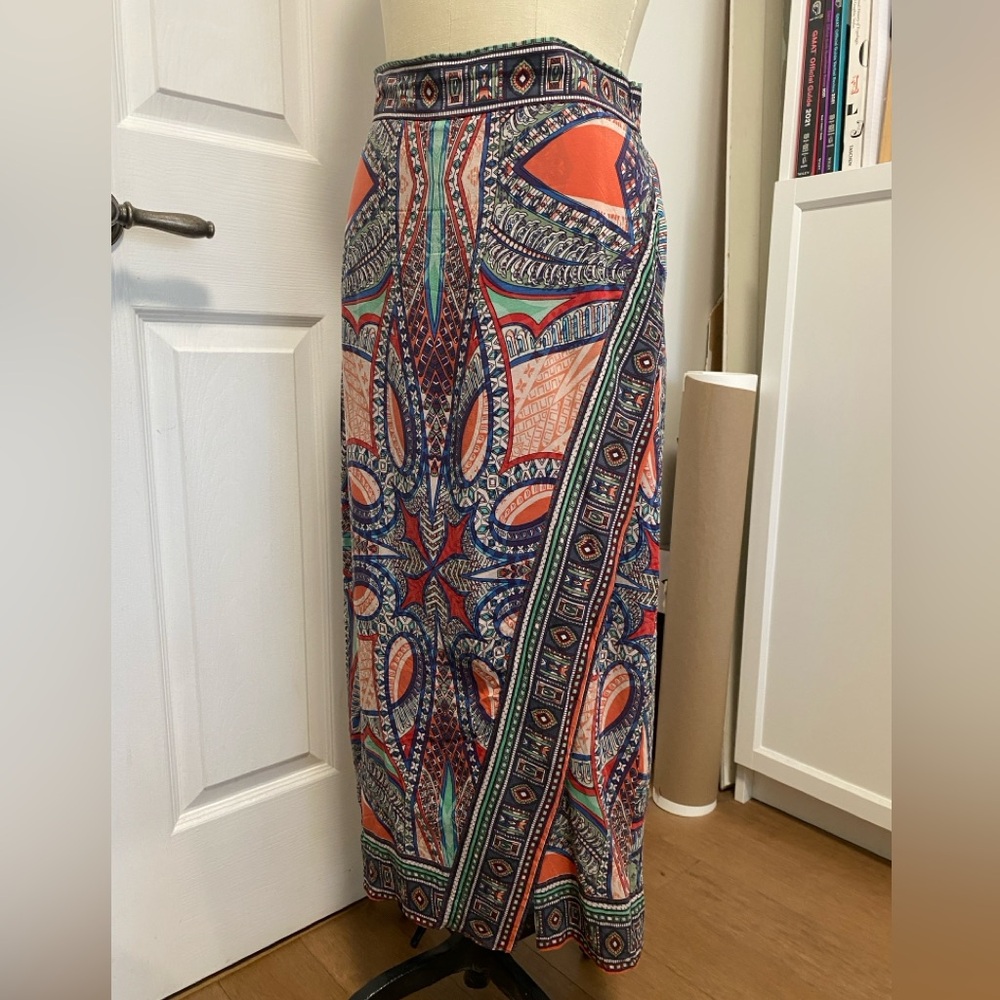 Maeve silk printed midi skirt